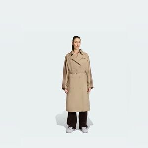 adidas Originals Tan Trench Coat with Signature Three-Stripes